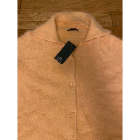 NWT Wild Fable, women’s pale orange soft long sleeve collared cropped sweater sm - Picture 4 of 9